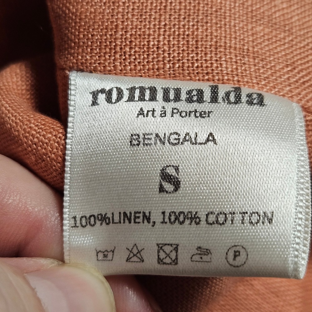 Romualda Linen Cotton Geometric Print Boxy Top S Art To Wear Coastal Resort - Picture 4 of 9
